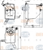 Bình nước phụ BMW Series 5 E60. Mã BMW: 17137542986. Mã Hella: 8MA376789-731